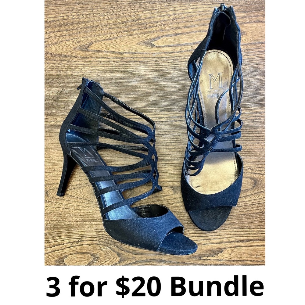 M by Marinelli Supreme Black Strappy Dress Sandals